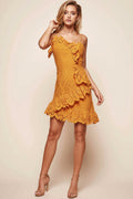 Stevie Zigzag Ruffle Dress Mustard