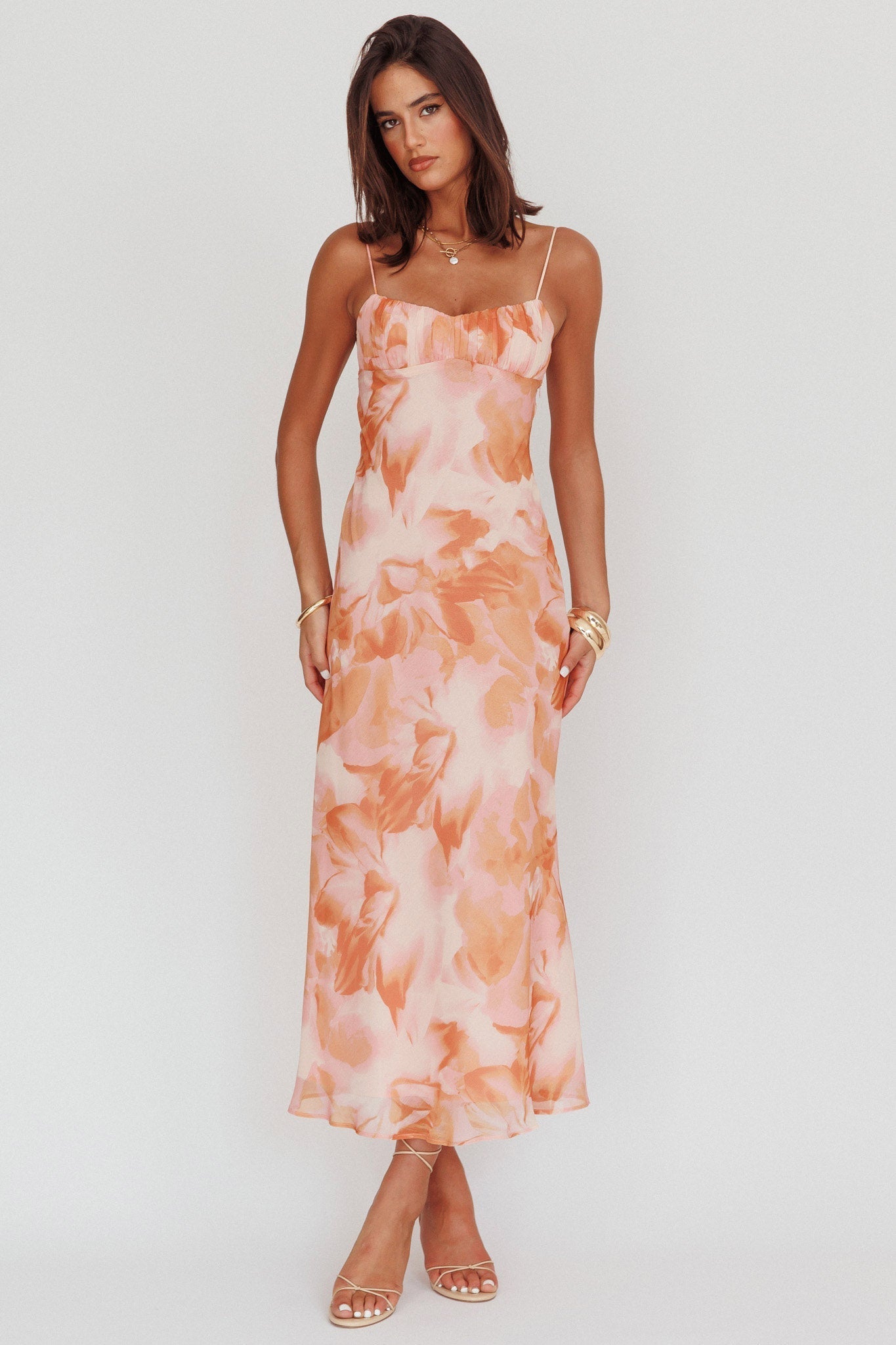 Nerida Low Back Twist Maxi Dress Orange