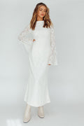 Kalia Long Sleeve Lace Midi Dress Cream