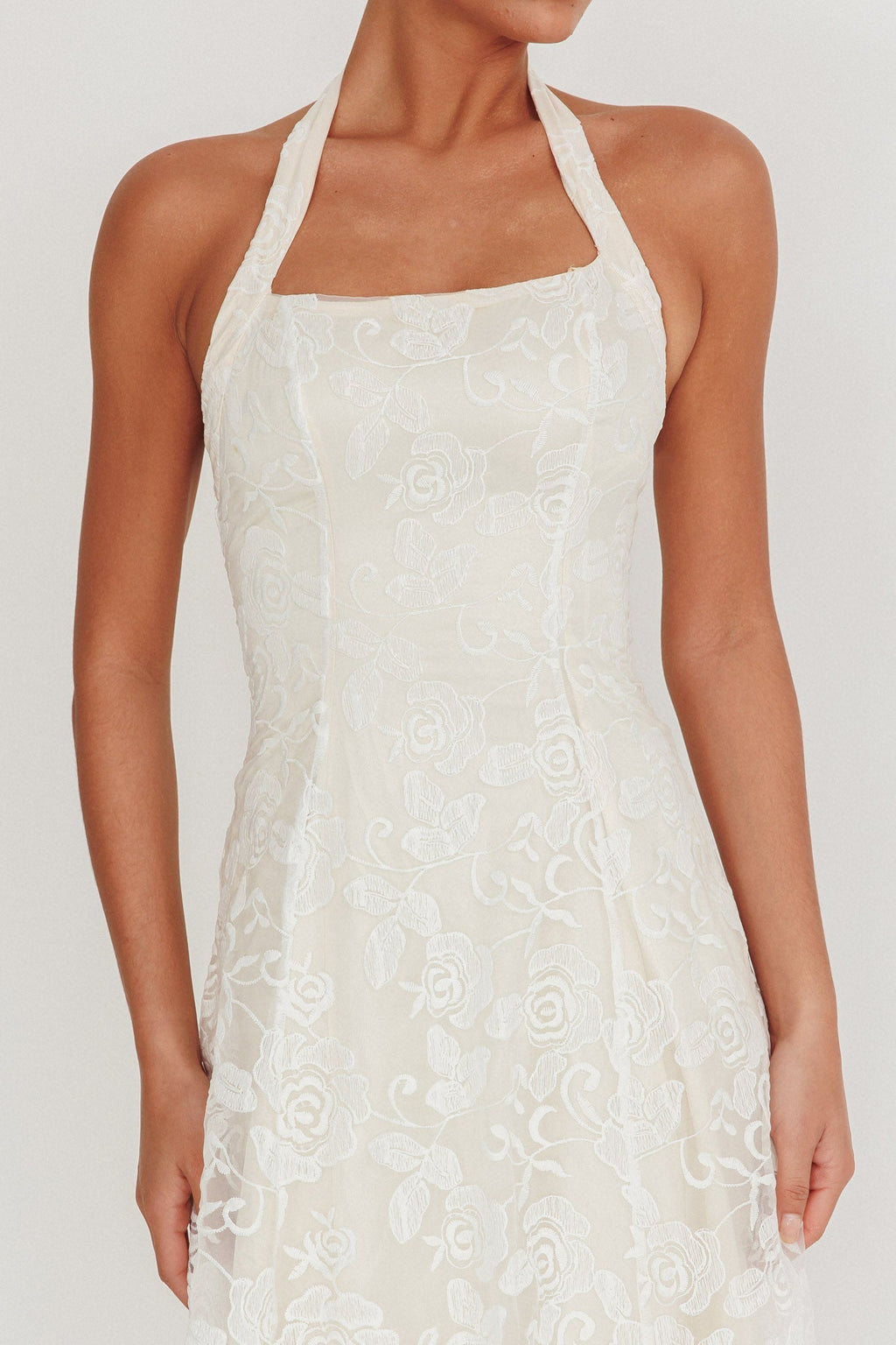 Elliott A-Line Halter Neck Midi Dress White
