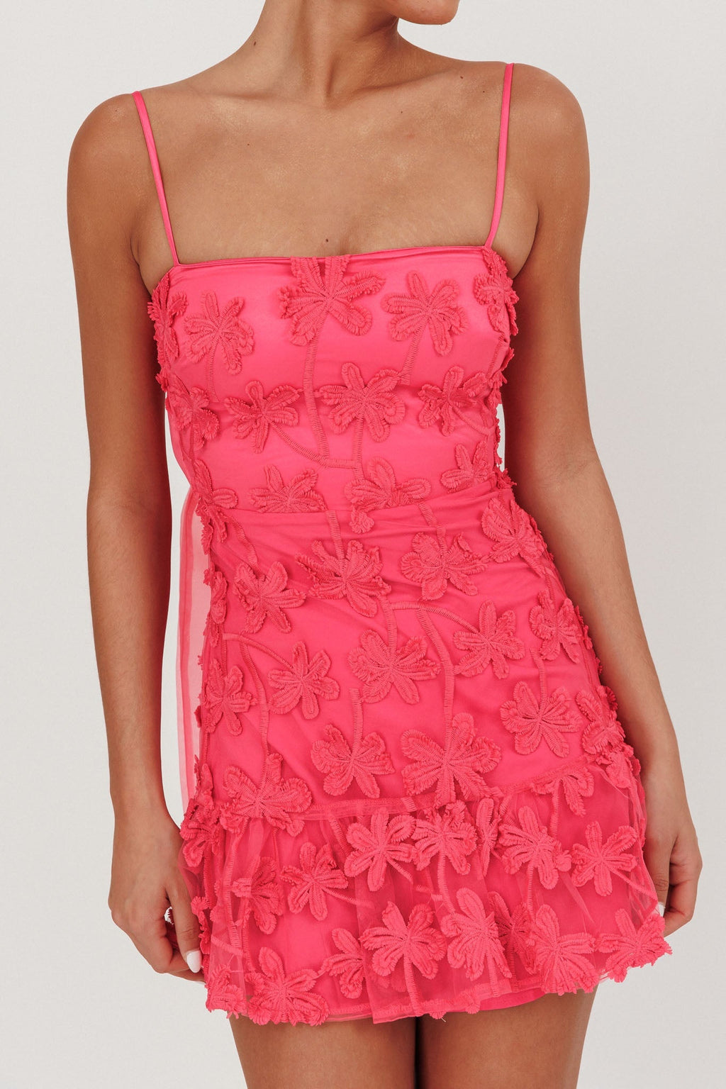 Dori Embellished Mini Dress Palm Tree Pink