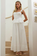 Provence Bloom Peplum Maxi Dress Off White